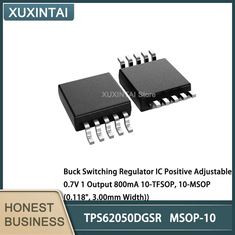 

10Pcs/Lot TPS62050DGSR TPS62050 Buck Switching Regulator IC Positive Adjustable 0.7V 1 Output 800mA 10-TFSOP, 10-MSOP (0.118"