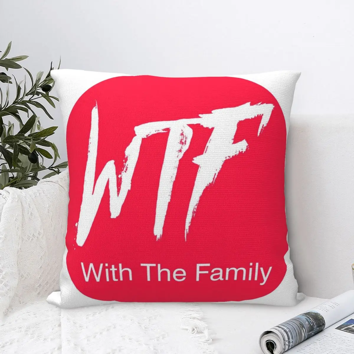 Квадратная наволочка WTF для всей семьи, наволочка из полиэстера, бархатная декоративная подушка, комфортная наволочка для дома, спальни