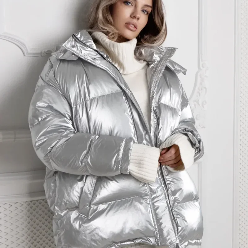 Wolfeel осень-зима утепленное глянцевое пальто женская мода спортивные пуховики