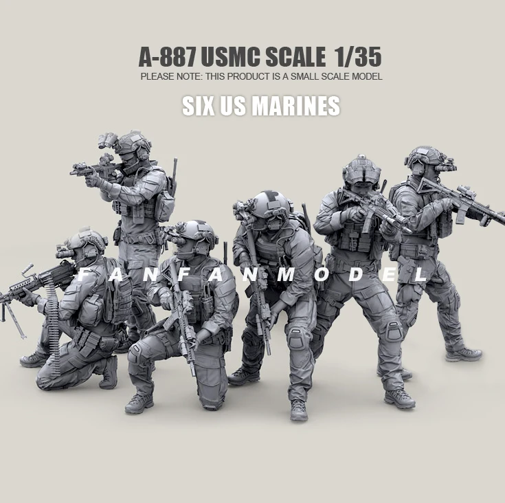Модель солдата из смолы 1/35 наборы DIY фигурка модель армия самосборка (6 шт.) |