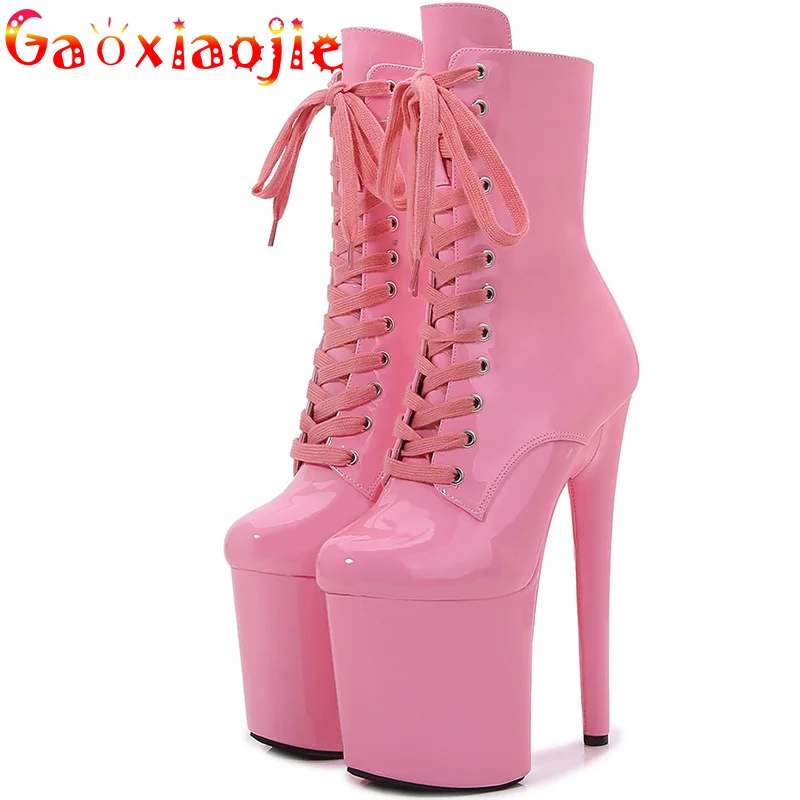 New 2022 Stripers Custom 8 Inch High Heel Platform Pole Dancing Ankle Women Boots Shoes Sexy 15 17 20 CM Nightclub Lace-up Heels