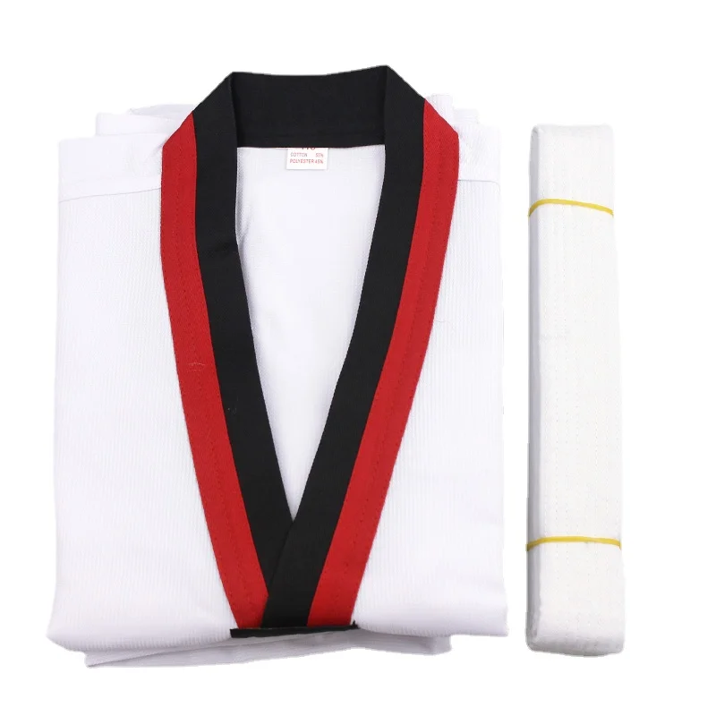 Новая Униформа с длинным рукавом, костюмы TKD, одежда, белая униформа для тхэквондо, WTF Karate Judo Dobok, одежда для детей и взрослых унисекс