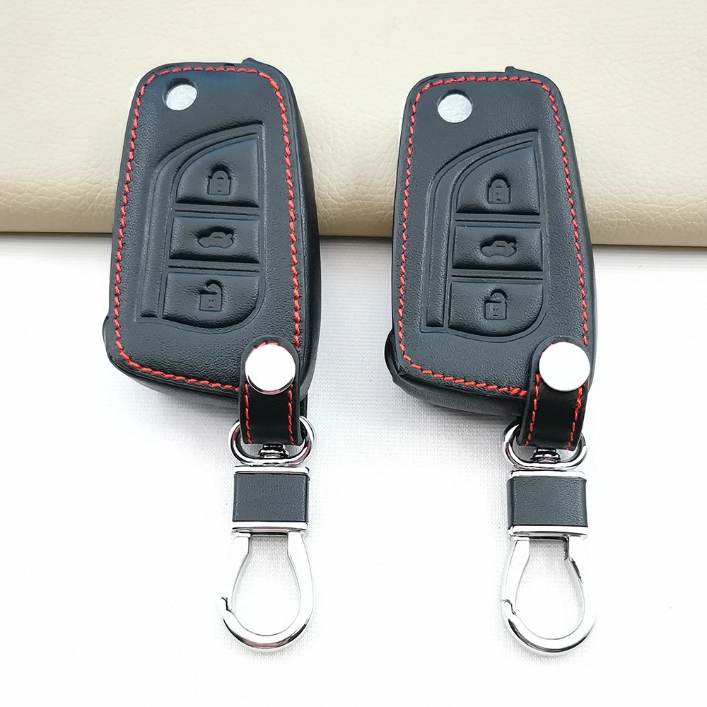 

Кожаный чехол для автомобильного ключа, чехол для Toyota Hilux Corolla Avensis Prado Fortuner RAV4 CHR, защитный чехол, аксессуары