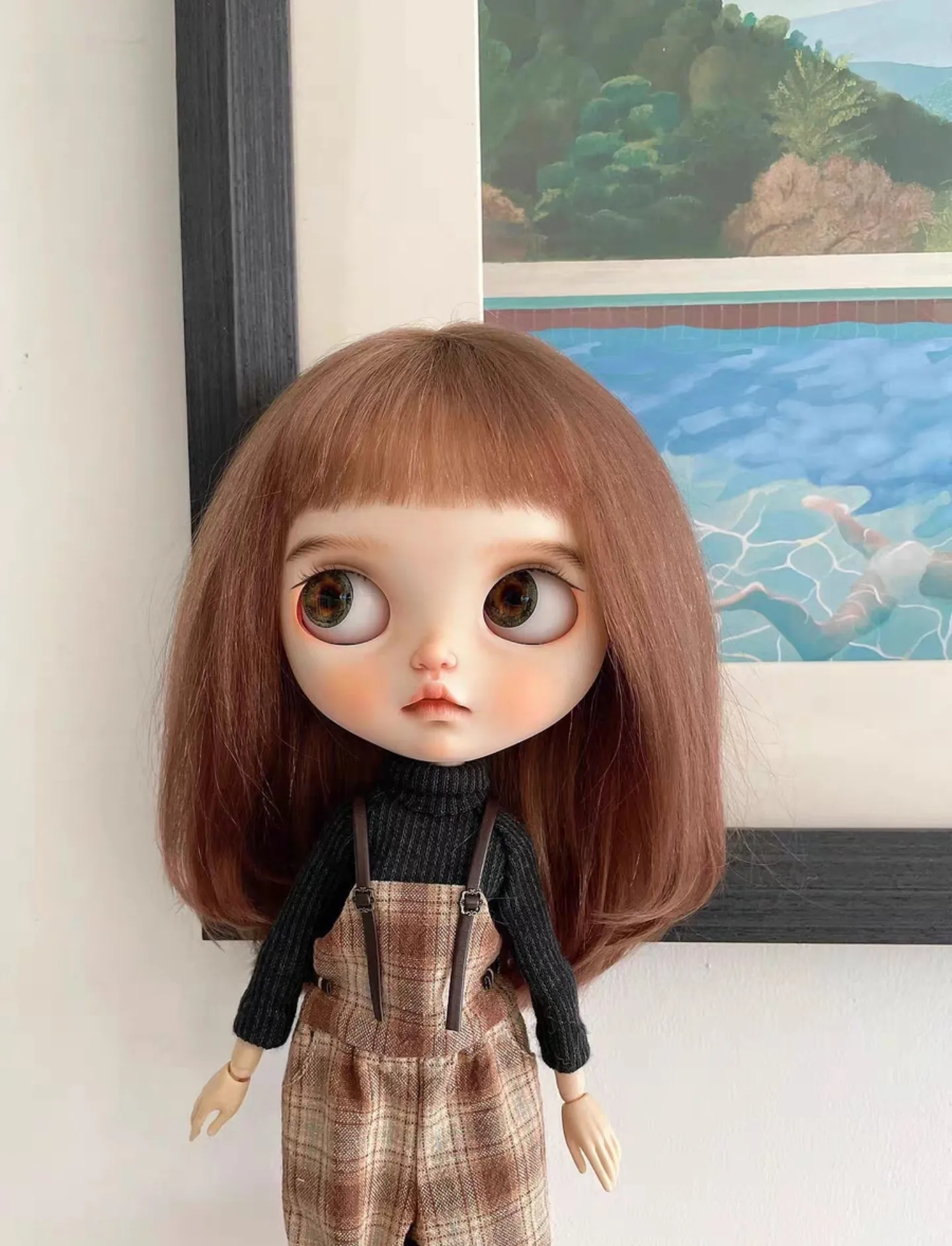 Оригинальный комплект комбинезонов Blythe Grid с начесом черная рубашка высоким