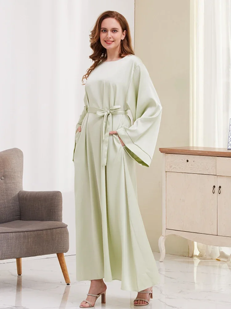 Женское Простое Длинное Платье Абая Повседневное Неэластичное Из Полиэстера