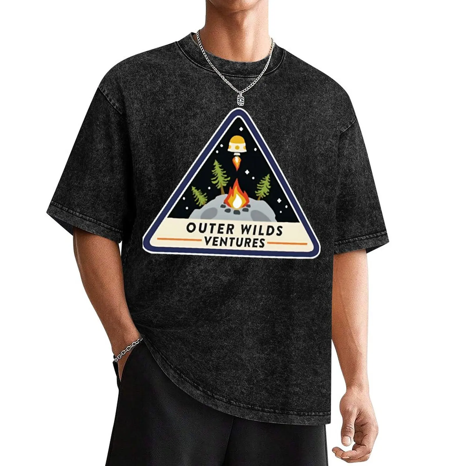 Классическая футболка с логотипом Outer Wilds Ventures черные модные рубашки мужская