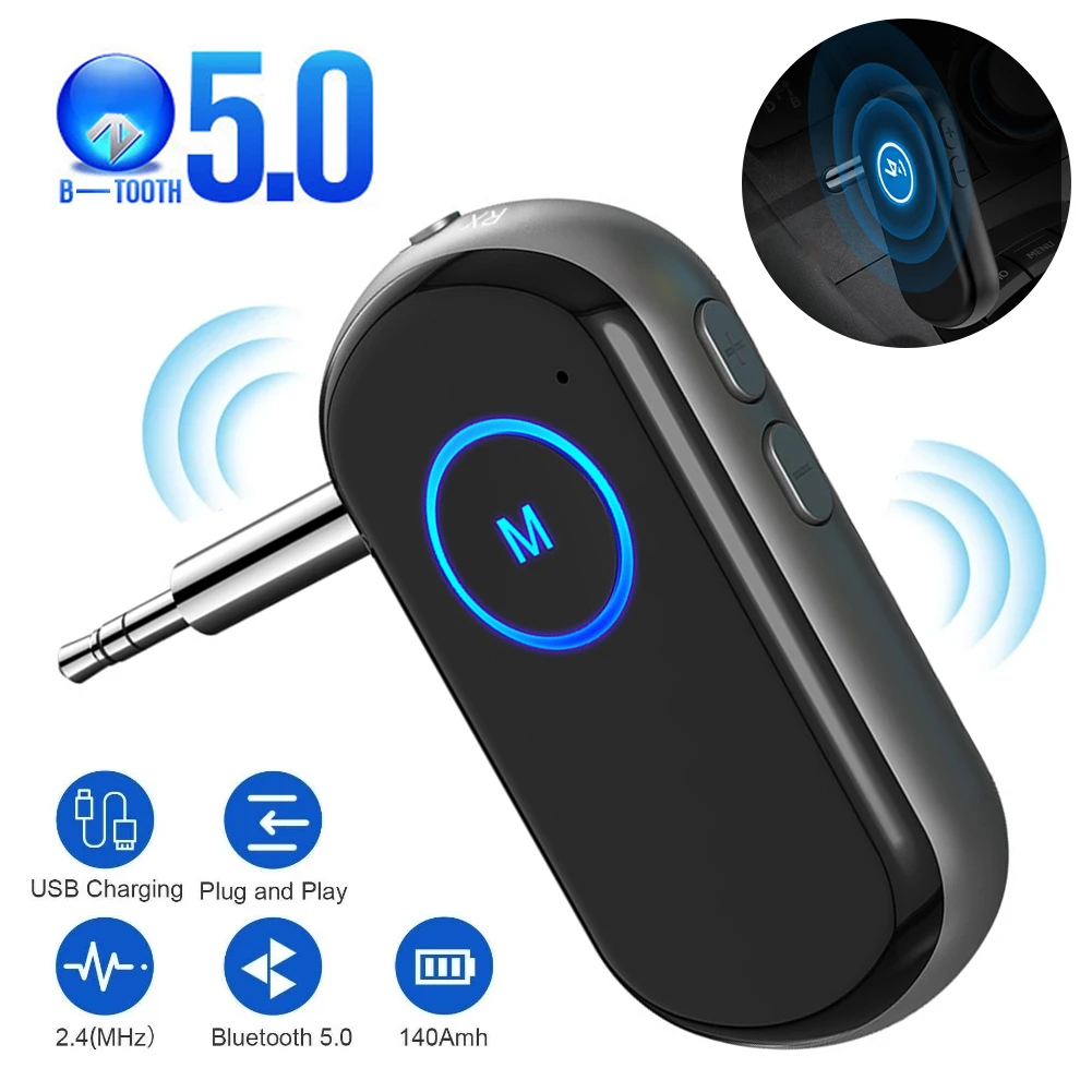 

Car Bluetooth-Compatible 5.0 Adapter 2 In 1 Wireless Receiver Transmitter with Mic Handsfree Call 3.5mm Jack Music Audio Adapter