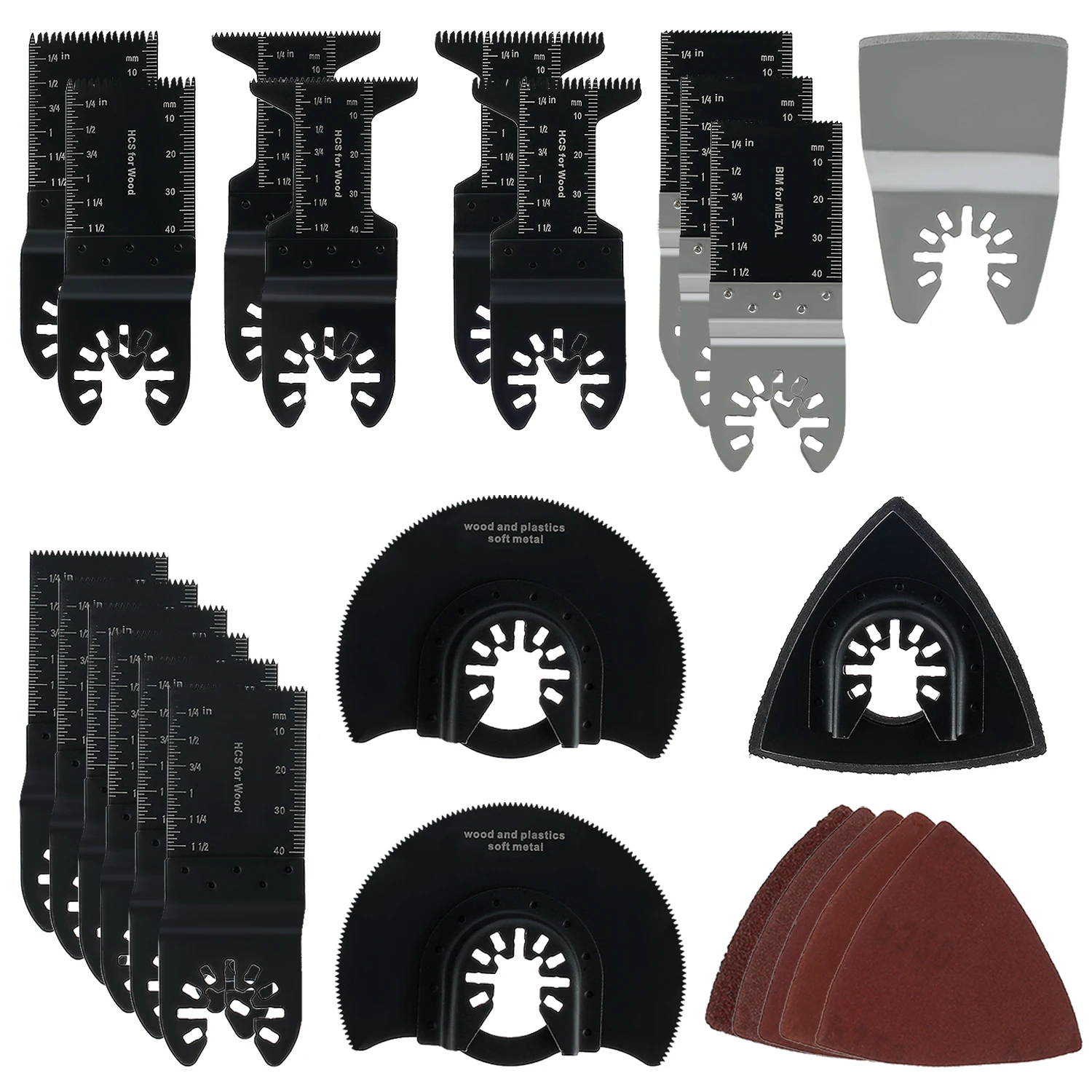 

44pcs Universal Oscillating Saw Blades HCS Precision Blades Multi-function Saw Blades Set Professional Wood Cutting Blades Tools