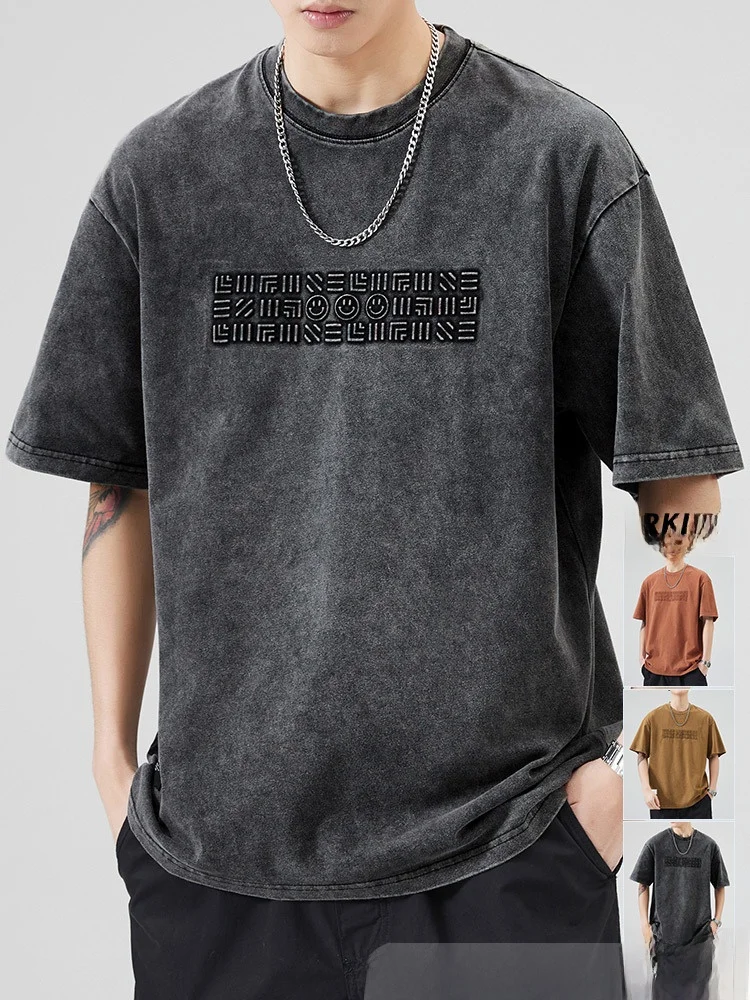 Винтажная футболка My Speed Is American с короткими рукавами свободная круглым вырезом