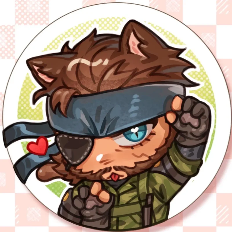 Фото Металлические значки-броши в стиле аниме по игре Metal Gear Solid MGS: Котёнок, Чиби, Снейк, Оселот, Казухира, Миллер. Украшения для рюкзаков и сумок, подарок. №4