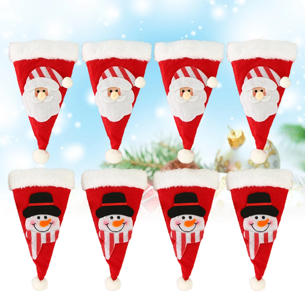 

Silverware Christmas Holderhat Tableware Bagsflatwareglasses Covers Santa Bottle