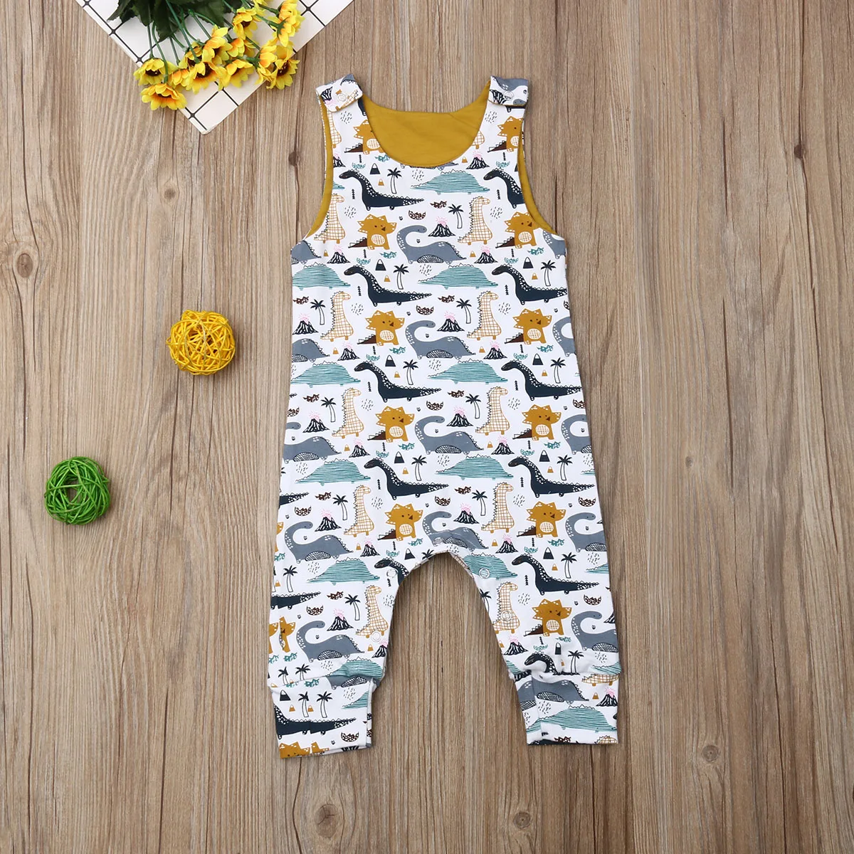 

2022 Baby Summer Clothing Newborn Infant Baby Boy Girl Dinosaur Clothes Jumpsuit Romper Sleeveless Sunsuit Animals Print Outfit