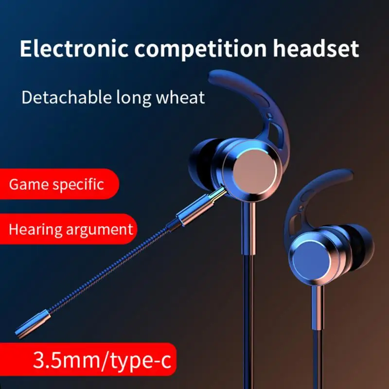 

Gaming Earphone With Dual Mic Control Universal Headset For Mobile Phone PC Computer CS Games Noise Cancelling Wired Earbuds