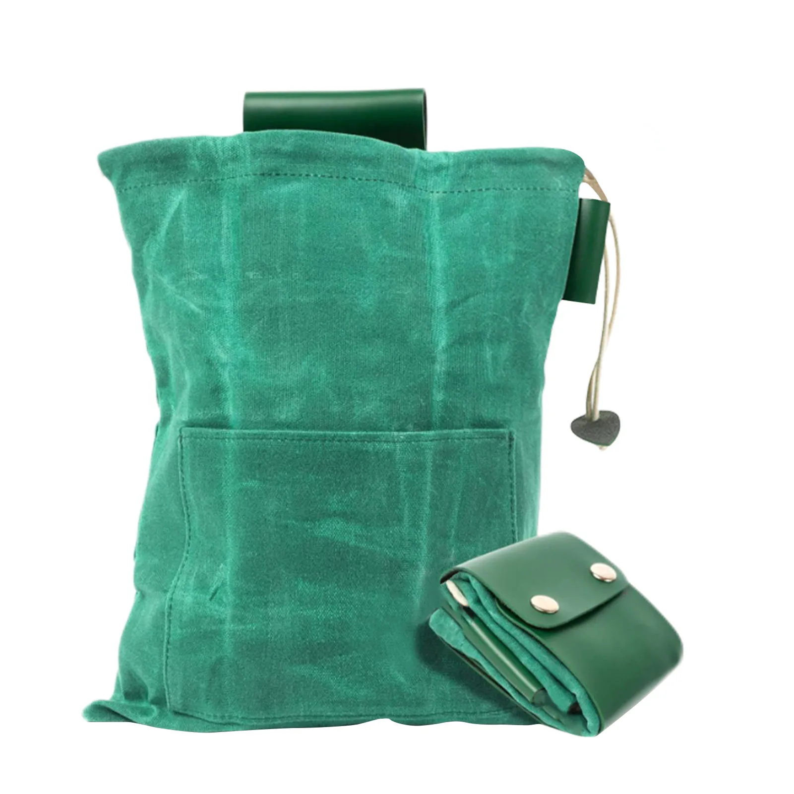 

Leather Waxed Canvas Pouch Fruit Harvesting Bag Collapsible Foraging Pouch Mushroom Foraging Bag Versatile Bushcraft Bag For Out