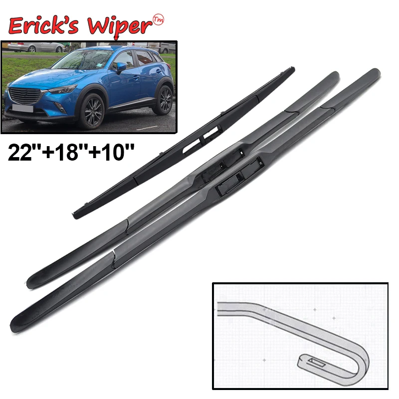 Erick's Wiper LHD Front & Rear Wiper Blades Set For Mazda CX-3 CX3 2014 - 2023 Windshield Windscreen Window Brushes 22"+18"+10"