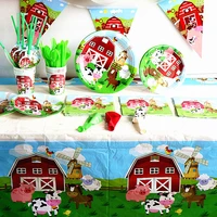 farm animals theme party supplies paper plate cup napkin invitation ceiling straws bags topper banner balloon party decoration