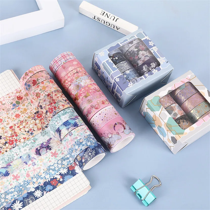 

9 Rolls/Set Washi Tapes Sakura Stickers Gold Decorative Adhesive Tape Japanese Stationery Kawaii Masking Tape Diary Scrapbooking