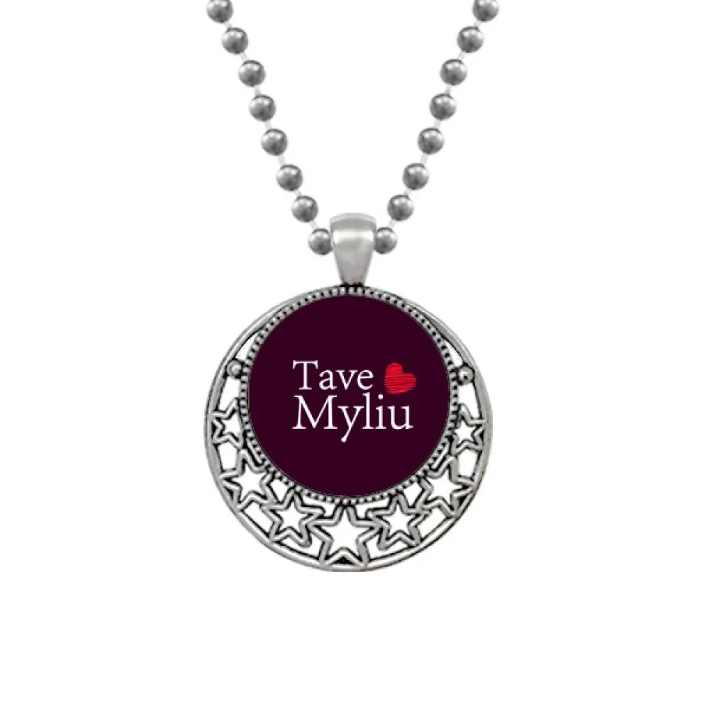 

Lithuanian Mandarin Tave Myliu Language Necklaces Pendant Retro Moon Stars Jewelry
