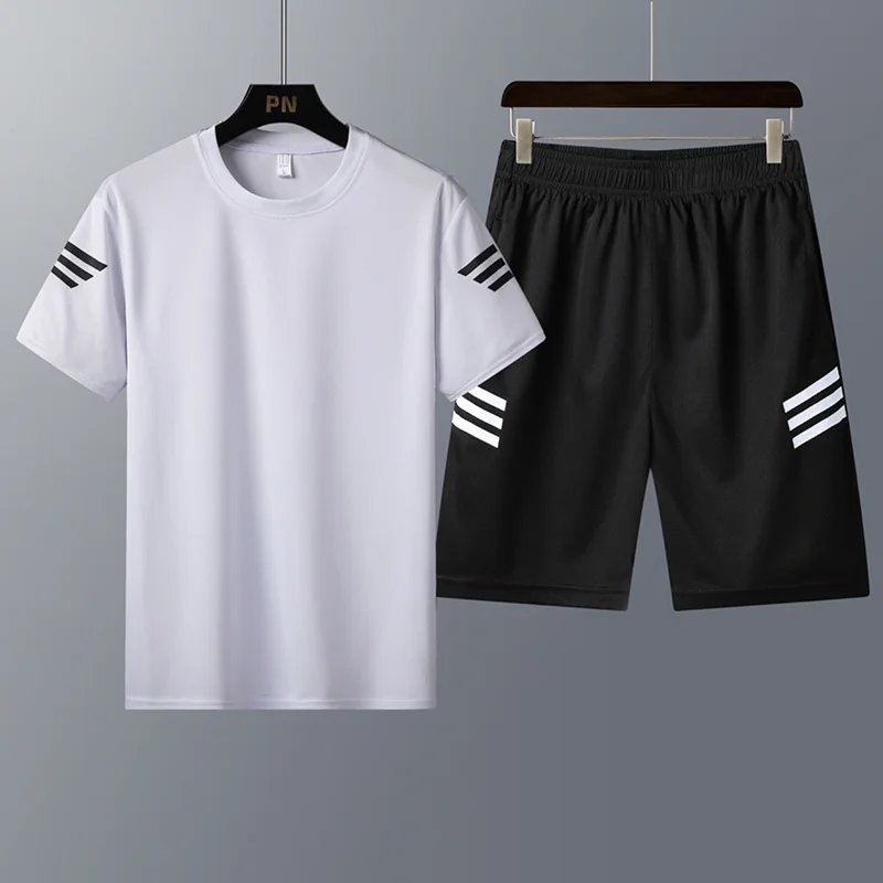 

Summer Sportswear High-quality Clothing Sports Suits Men's Quick-drying Round Neck Short-sleeved Short Pants Ropa Hombre