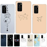 civi shell world map case for huawei p50 p40 p30 p20 p10 lite printing pattern cover for huawei mate 20 10 pro anti fall coque