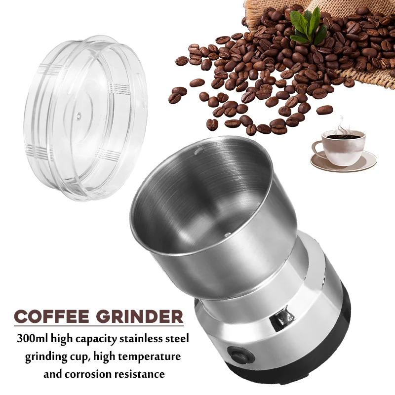 

150W 220V Electric Crusher grinder Coffee machine Bean Grinder 300ml Blenders machine Stainless Steel Portable Home Office Use