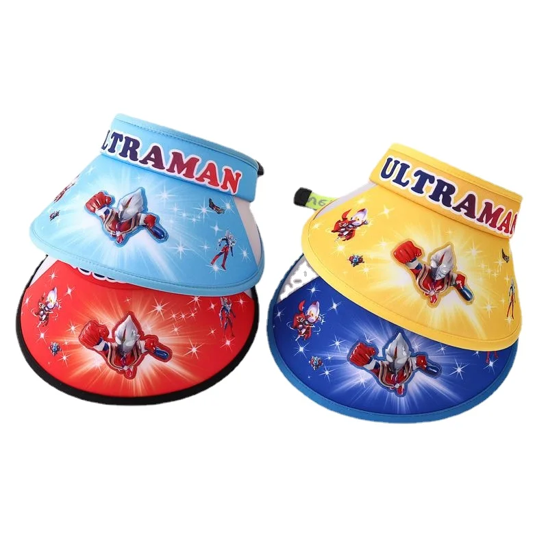 

Детская Солнцезащитная шляпа Ultraman King с мультяшным аниме рисунком, уличная Пустая Шляпа с большими полями для мальчиков и девочек, с защитой ...