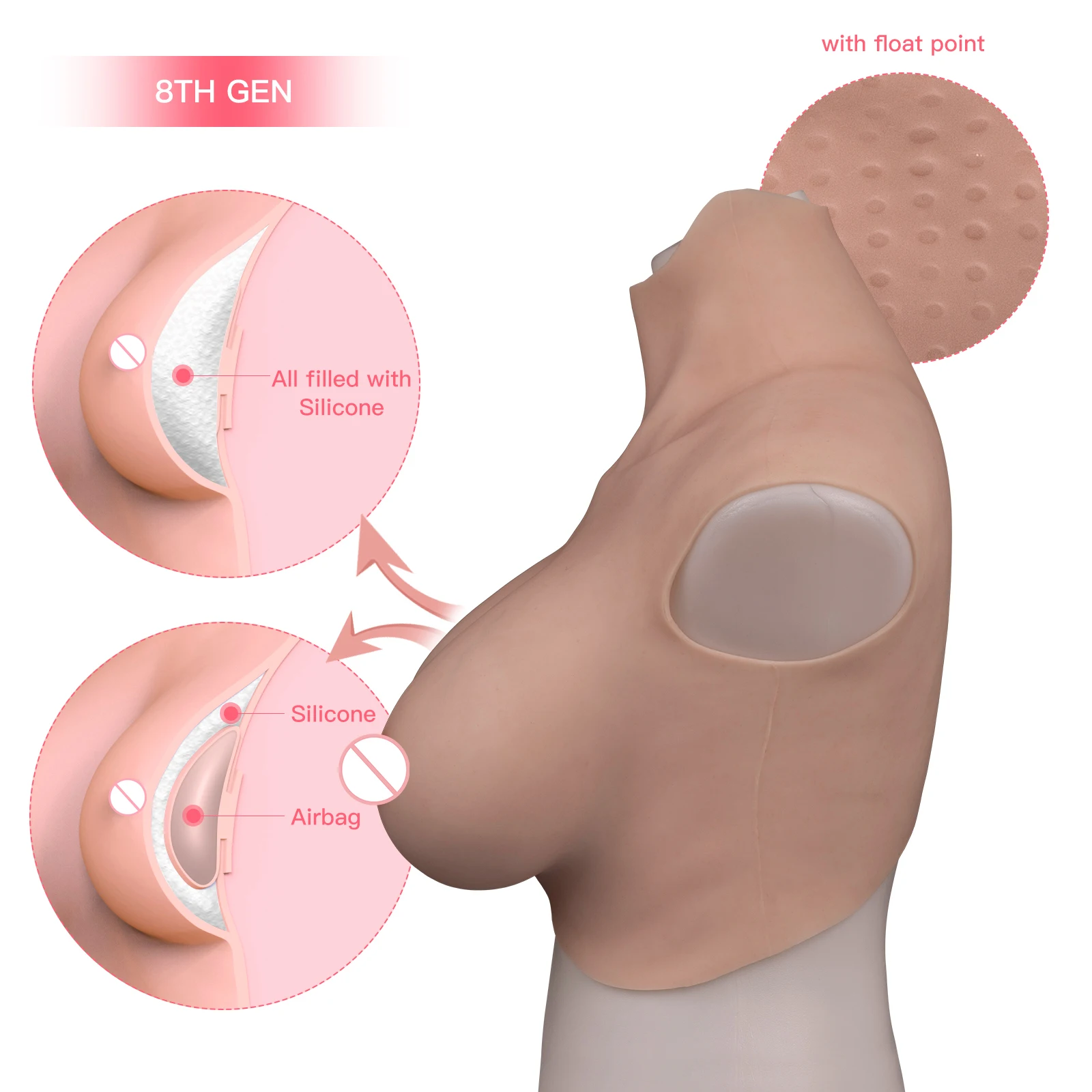 

KOOMIHO 8th Generation Silicone Breast Forms Realistic Huge Fake Boobs Enhancer Sexy Style for Crossdresser Drag Queen Costumes
