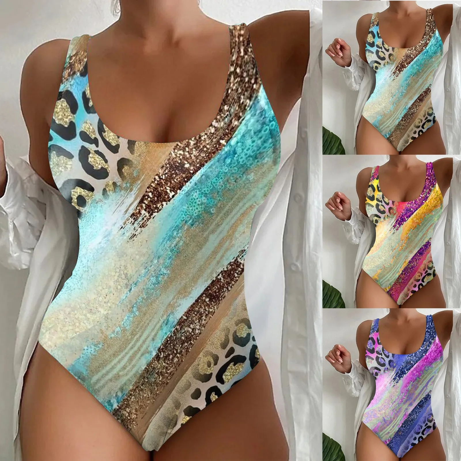 

2023 Women's 1 Piece Swimwear Women's Beach Swimsuit Tie Dyed 3D Printed European And Under Football Shirt Bikini Pregnancy