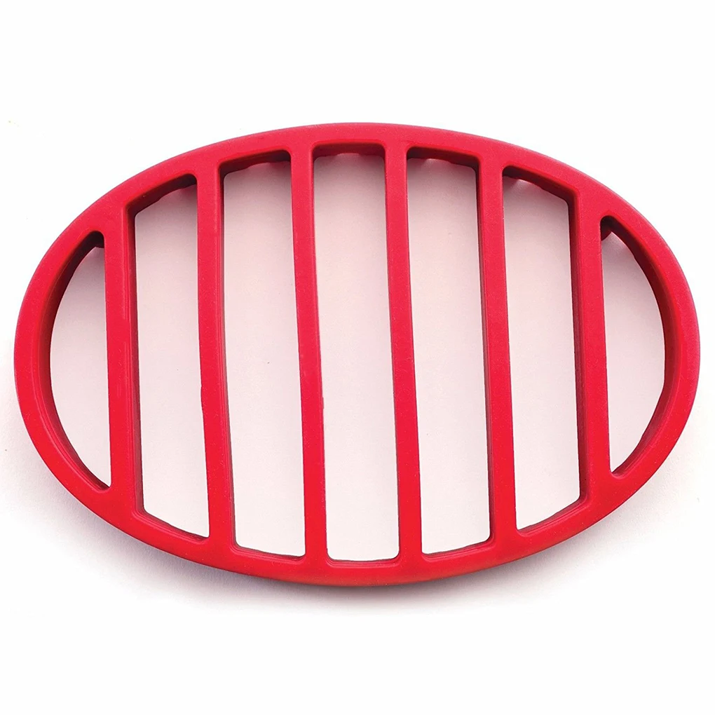 

Non-slide Silicone Grill Racks Red Oval Turkey Cushion Kitchenware Roasting Baking Tool Mat Steamer Pressure Cooker