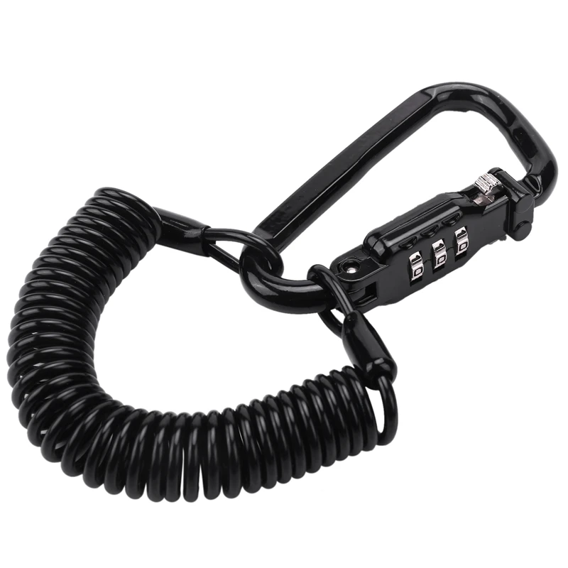 

Motorcycle Helmet Lock & Cable. Black Tough Combination PIN Locking Carabiner Device Secures Your Motorbike, Bicycle or Scooter
