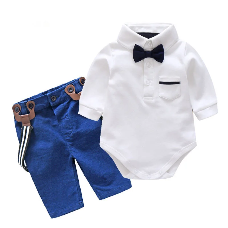 

Baby boy baby autumn overalls suit gentleman bow tie cotton romper suit