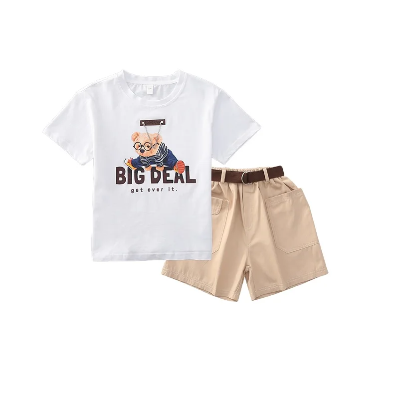 

2 шт., хлопковая футболка с коротким рукавом и шорты для девочек