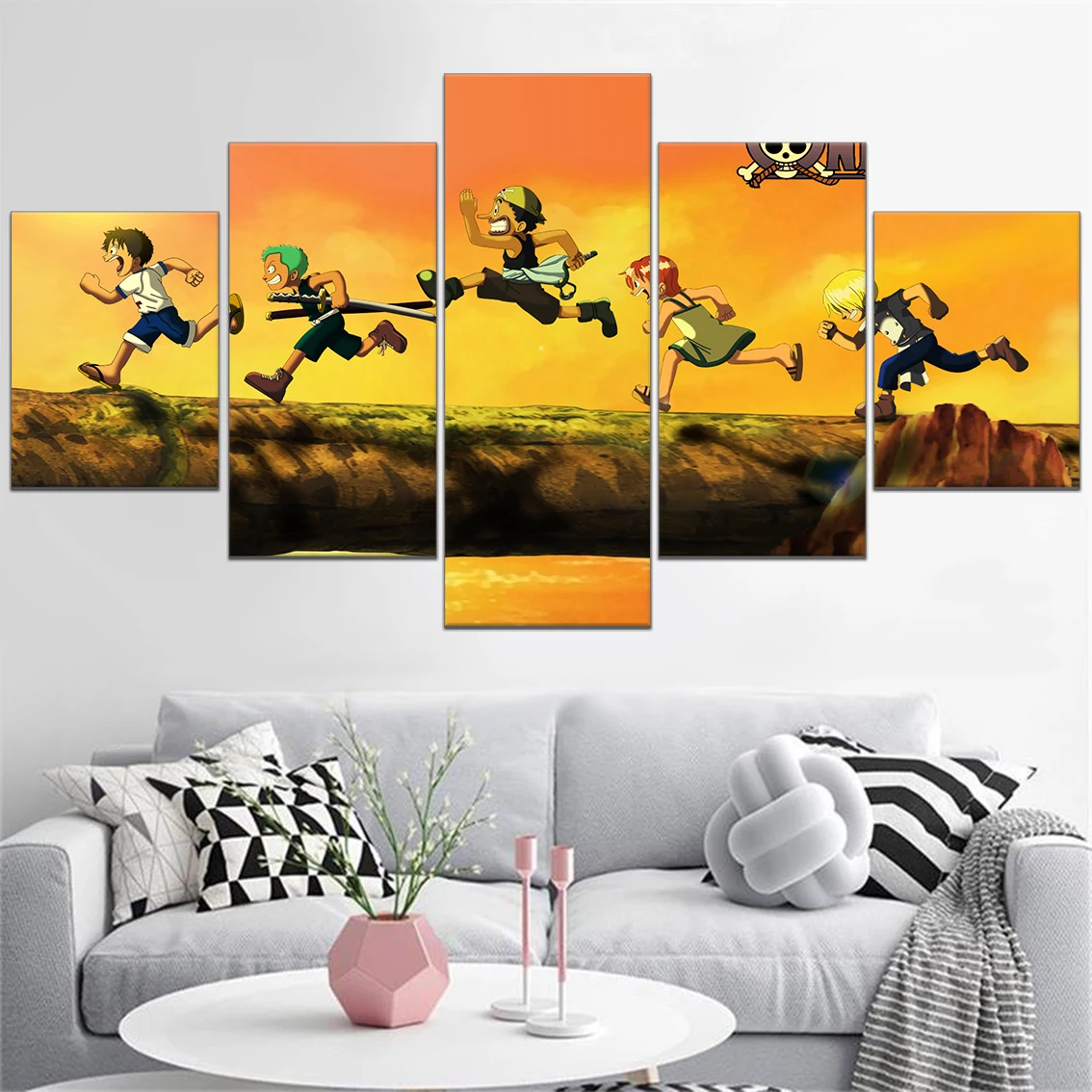 

Canvas Pictures Paintings Home Decor Prints 5 Pcs Anime One Piece Luffy Cute Child Poster HD Wall Art Modular Modern Living Room
