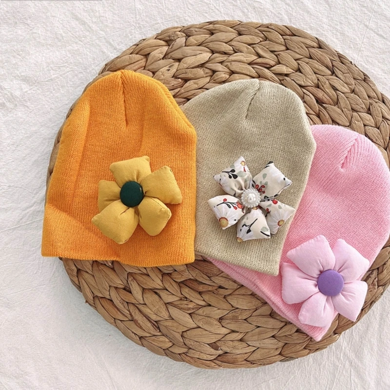 

Lovely Cap Floral Knitted Baby Hat & Warm Beanie Cap for Autumn & Winter QX2D