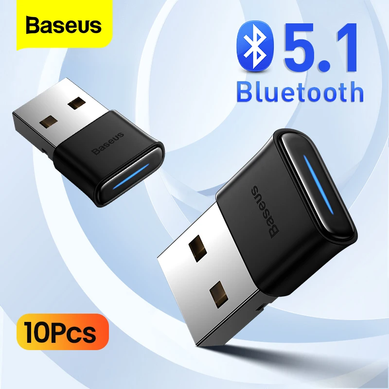 10 шт. USB Bluetooth адаптер Baseus Dongle Bluetooth 5,1 приемник передатчик для ПК Беспроводная мышь клавиатуры