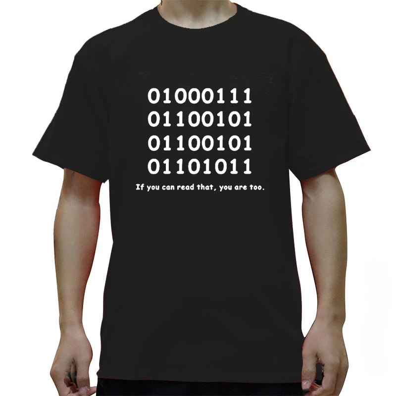 Программатор Geek Необычная футболка ASCLL с принтом Повседневная Уличная одежда на