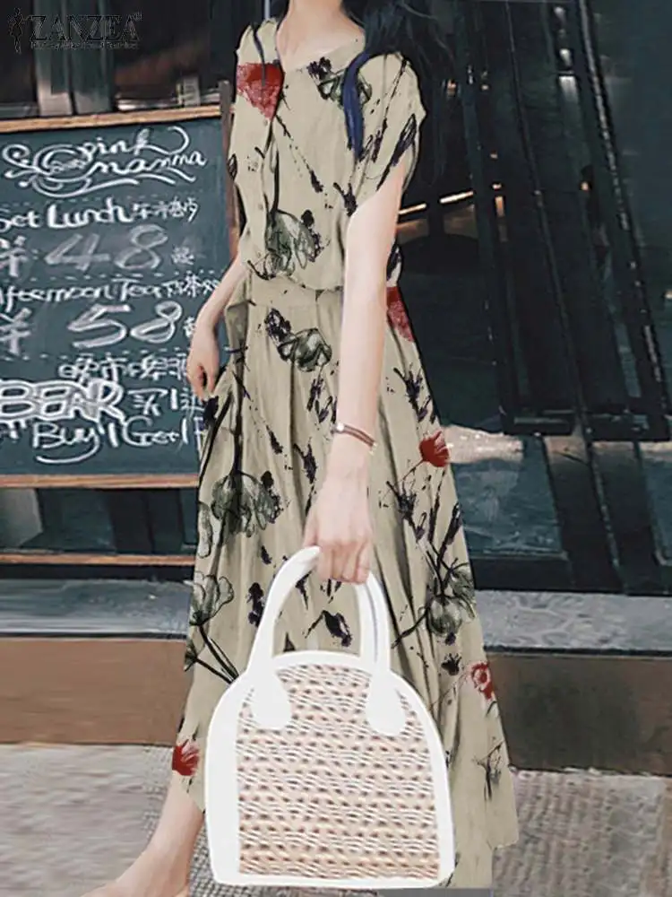 Лето 2023 Модный женский сарафан ZANZEA с цветочным принтом элегантное богемное