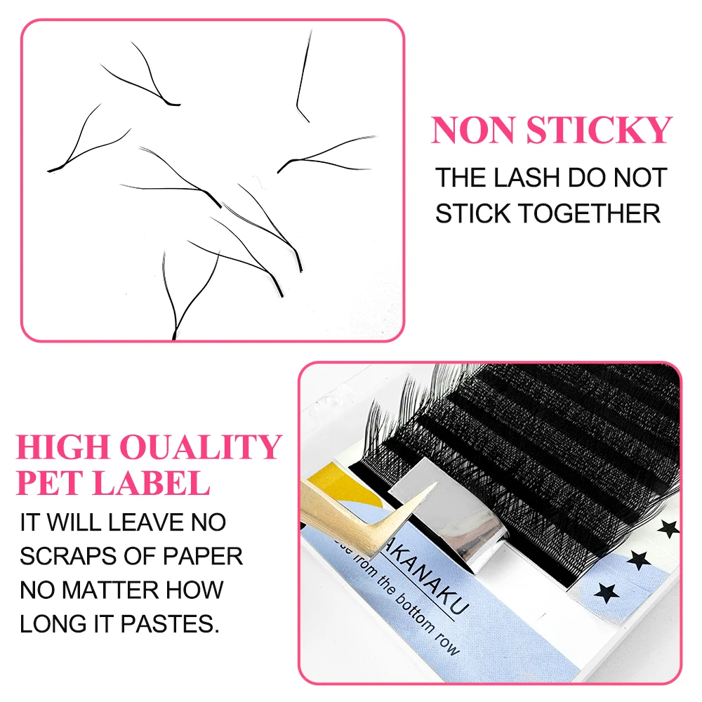 Накладные ресницы LAKANAKU L/M изгиб всех размеров Y-образная форма 2D Cilios YY