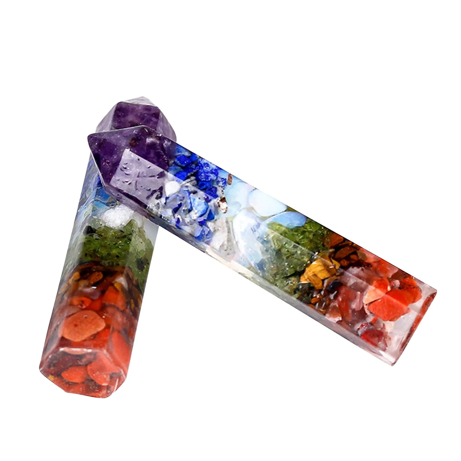 Csja чакра природный гравий декоративная Шестигранная стойка 7 5 см гранёная Призма