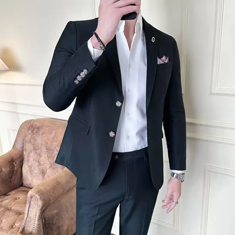 Высококачественный стильный костюм для мужчин 3-A101 приталенный деловой в