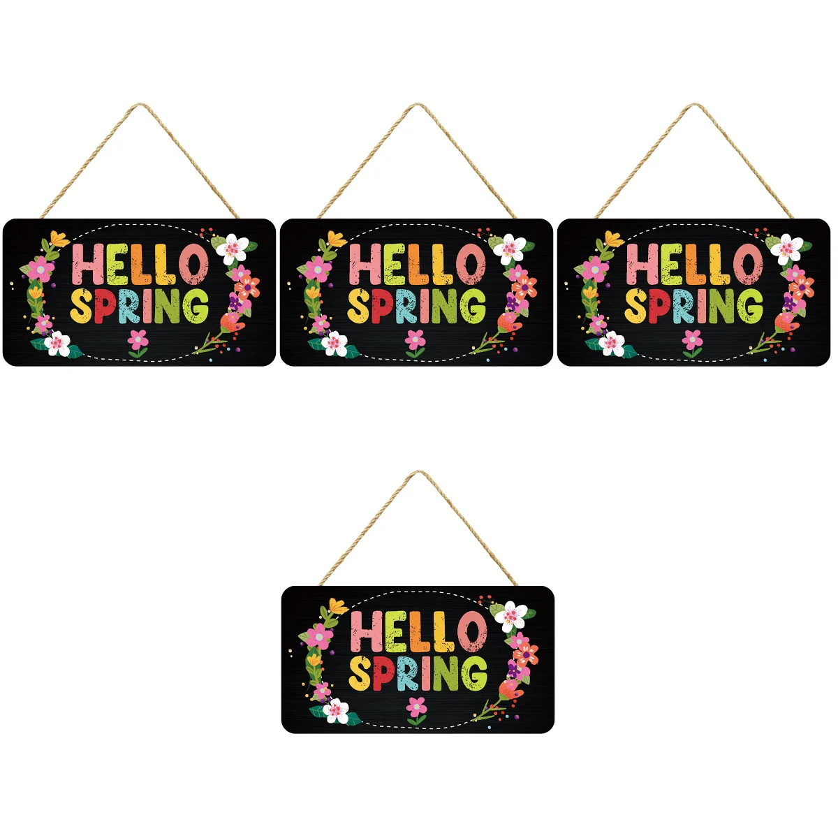 

4pcs Hello Spring Wood Sign Decorative Rustic Front Door Sign for Indoor Outdoor Decoration