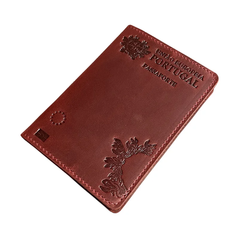 Genuine Leather Portugal Passport Cover for Portuguese Credit Card Holder Cow Leather Passport Case Travel Wallet