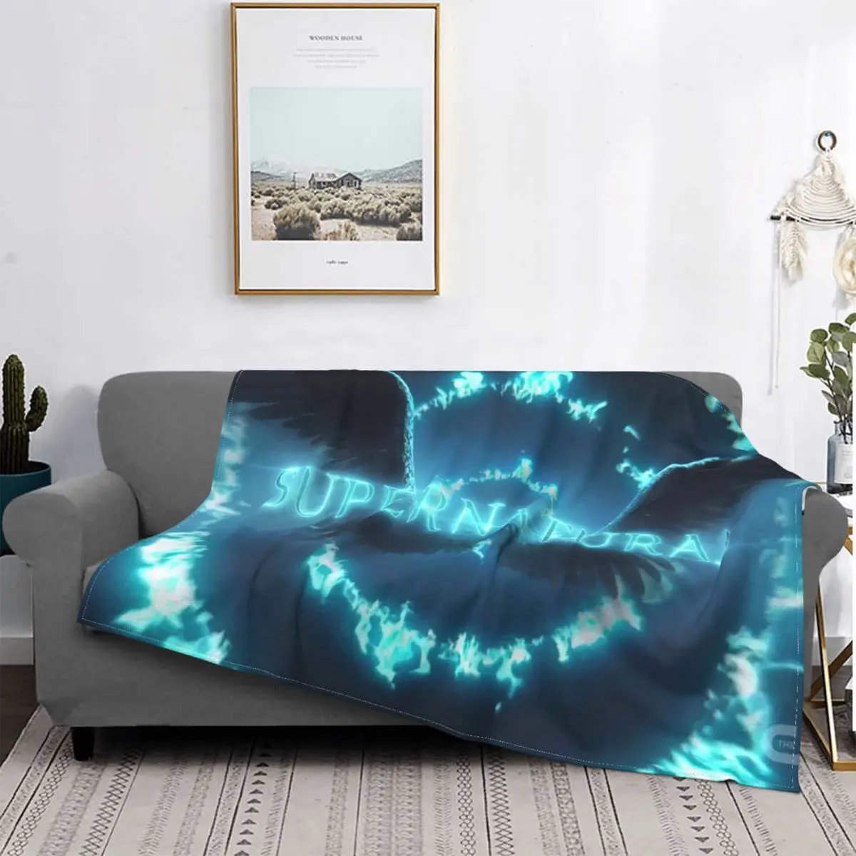 

Supernatural Movie Blanket Mystical Wings Fleece Funny Warm Throw Blanket for Bed Sofa Textile Decor