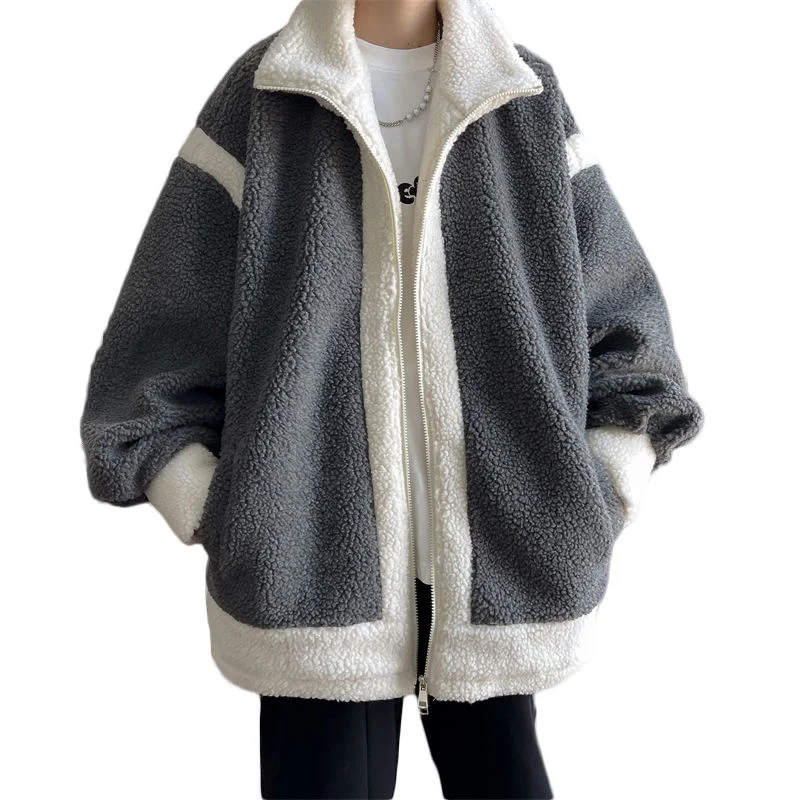 Winter Jacket Men Warm Fashion 3 Colors Casual Thickened Lamb Wool Jacket Men Streetwear Korean Loose Short Coat Mens M-5XL