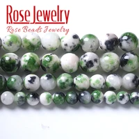 natural stone beads green spot persian jades round loose spacers beads for jewelry making diy bracelets necklace 6 8 10 12mm 15