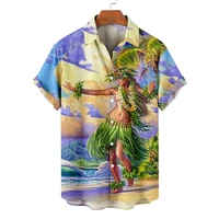 vintage hawaiian mens shirt 3d print buttor down shirt oversized short sleeve beach holiday tops shirt man blouse summer camisa