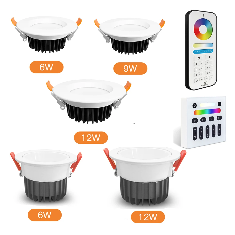 GLEDOPTO Zigbee 3.0 Smart RGBCCT Downlight Pro 6W 9W 12W LED Downlight IP44 IP54  For Living Room Kitchen  Dinning Room