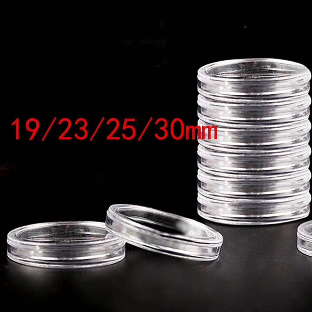 

10pcs/pack Diameter 19/23/25/30mm Round Transparent Coin Capsules Crafts Containers Storage/Collection Boxes Holders