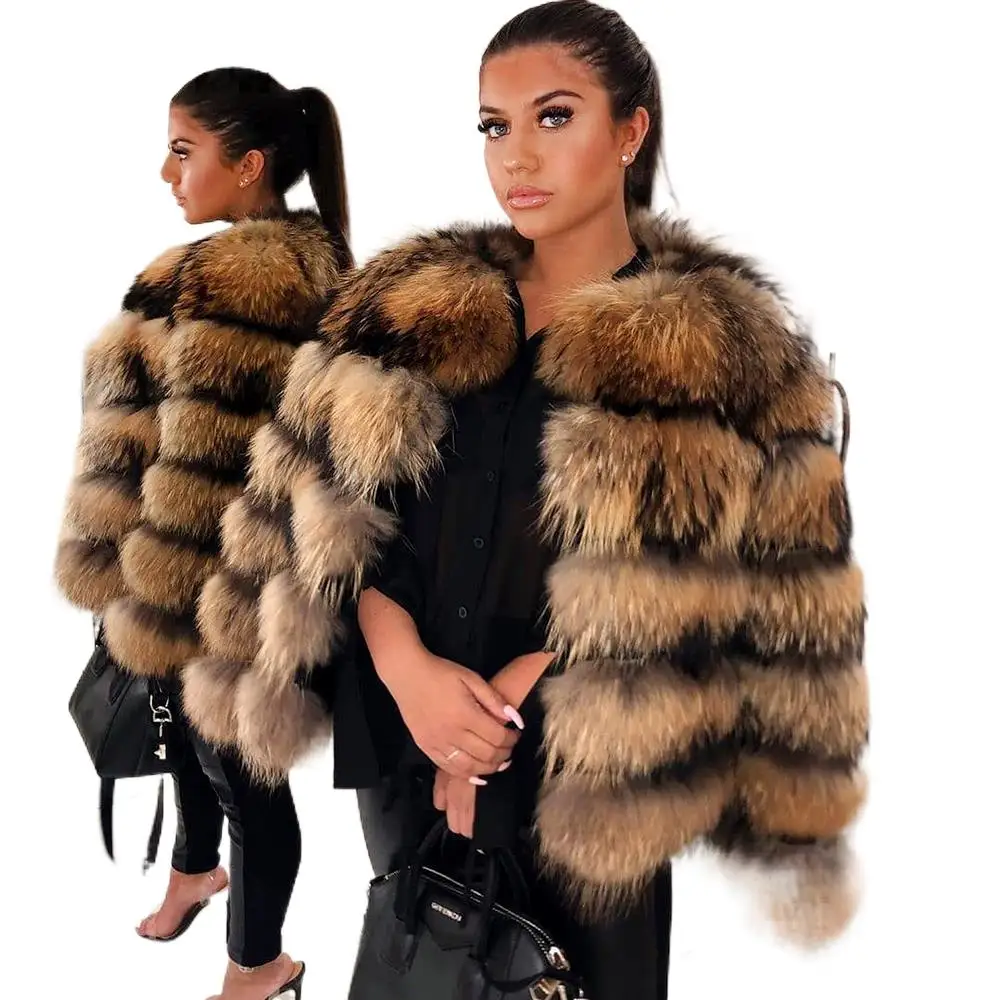 

Winter Women Fox Fur Jacket Real Fur Coat Natural Raccoon Fur Coats Leather Jacket Women Jackets New Product 2020