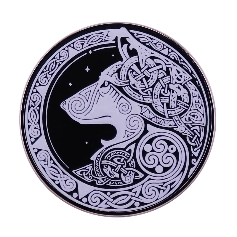 

Viking Odin Wolf Norse Rune Fenrir Enamel Brooch Pin Denim Jacket Lapel Metal Pins Brooches Badges Exquisite Jewelry Accessorie